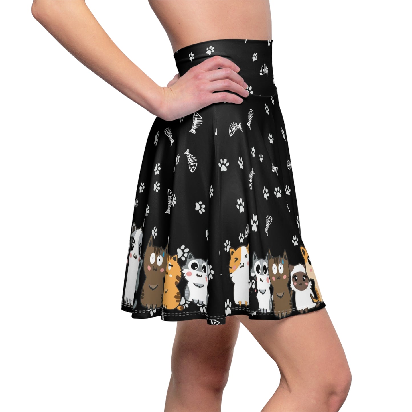 Cute Kitty Cats Skater Skirt - Cat lover Party Skirt