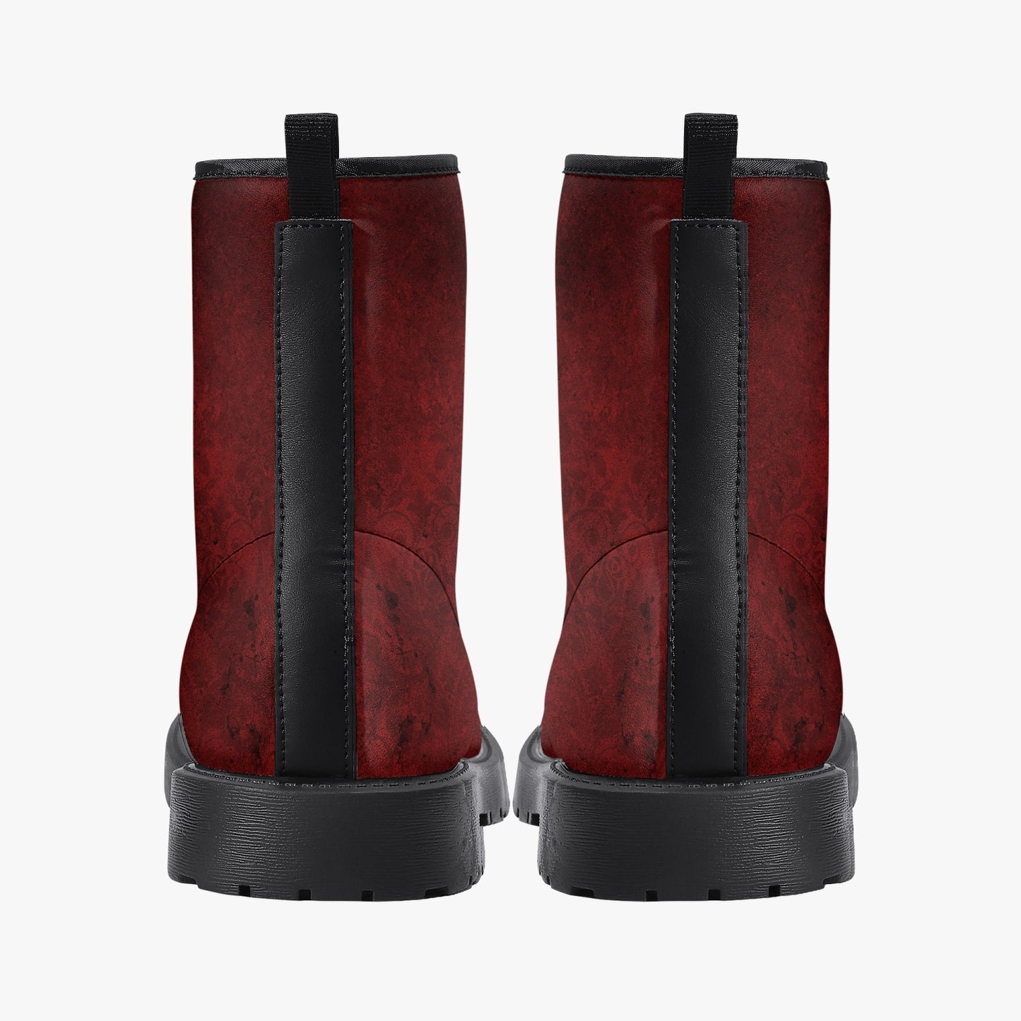 Red Gothic Grunge Vegan leather Combat Boots - Vegan Leather Red Goth Boots (JPREG95)