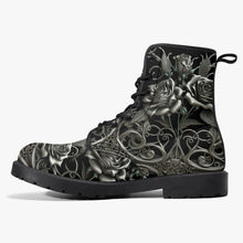 Load image into Gallery viewer, Black and Silver Filligree Roses Gothic Boots - (JPREGAISF)
