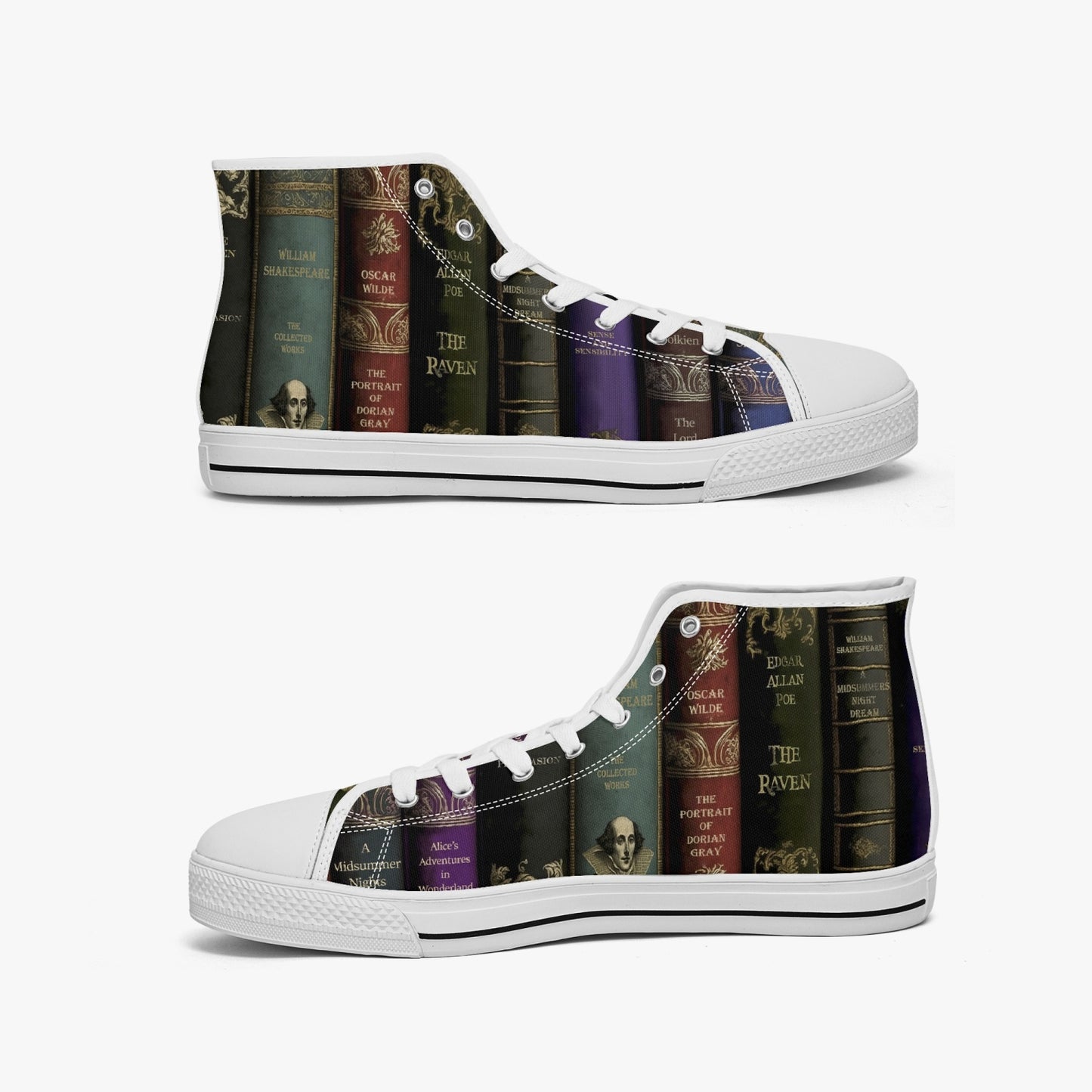 Vintage Library Books Hi Top Sneakers - Librarian Shoes - Dark Academia High Tops (JP4002)