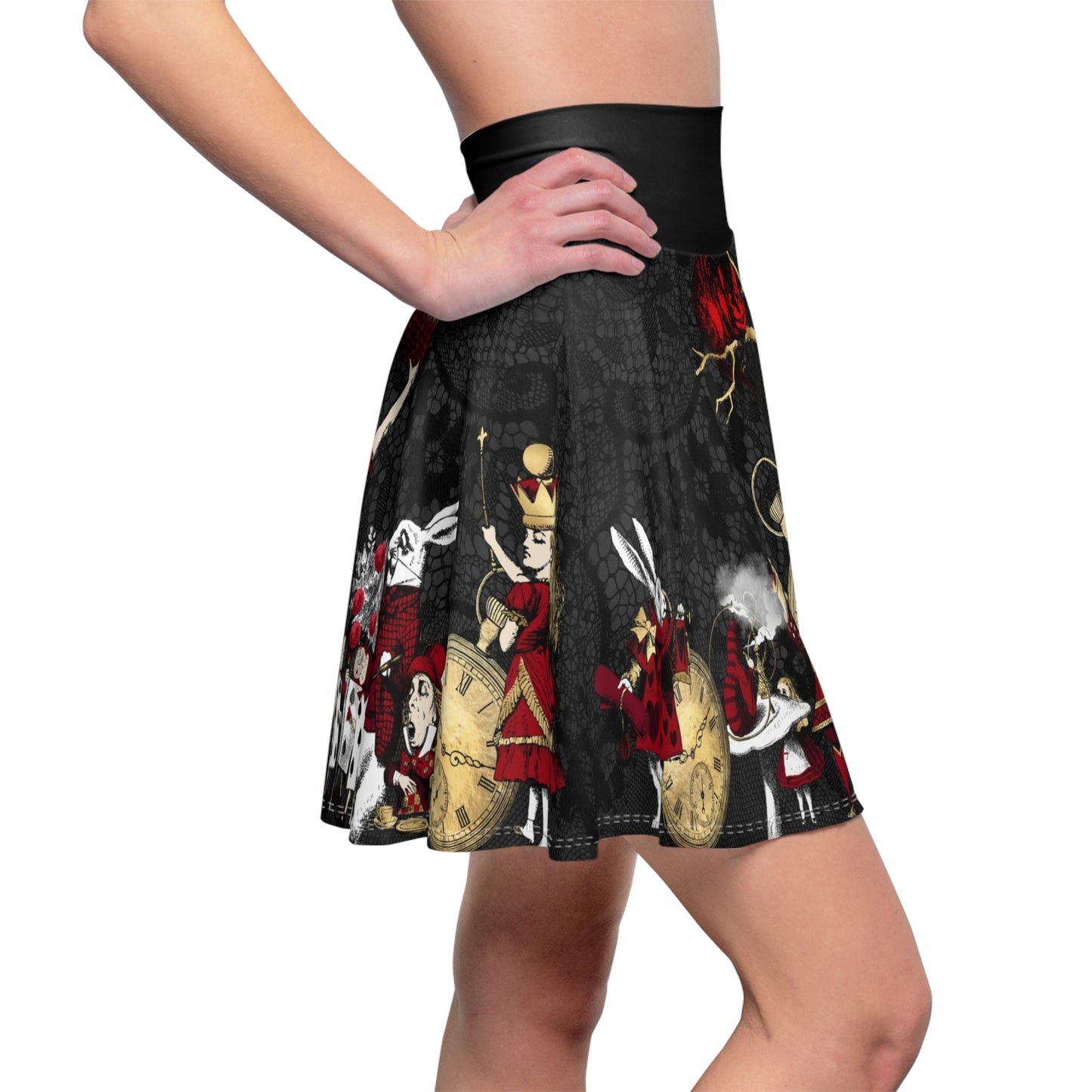 Alice in Wonderland Gothic Skirt - Queen of Hearts Mad Hatter Tea Party Skirt