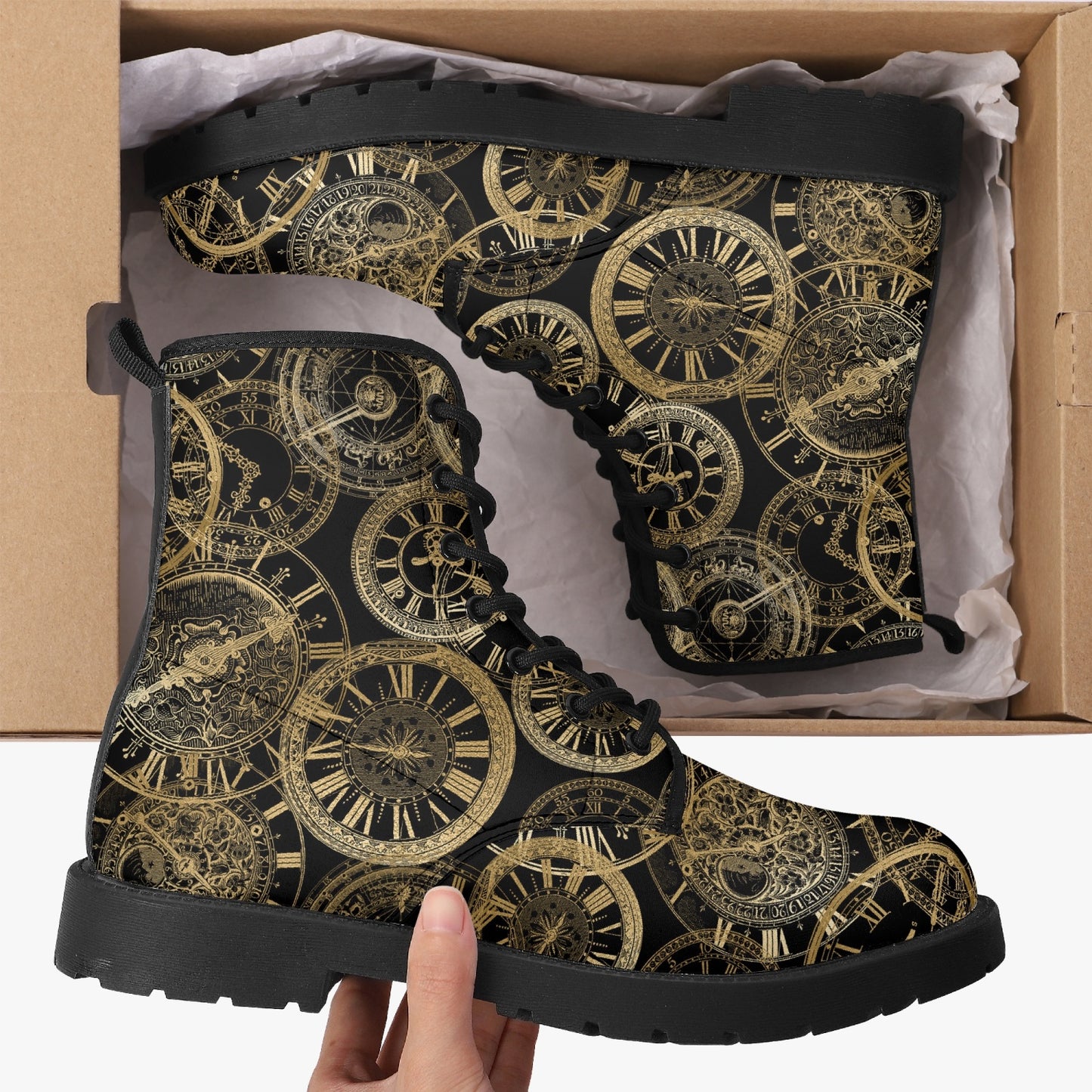 Steampunk Clock Combat Boots (JPREGSTEAM41)