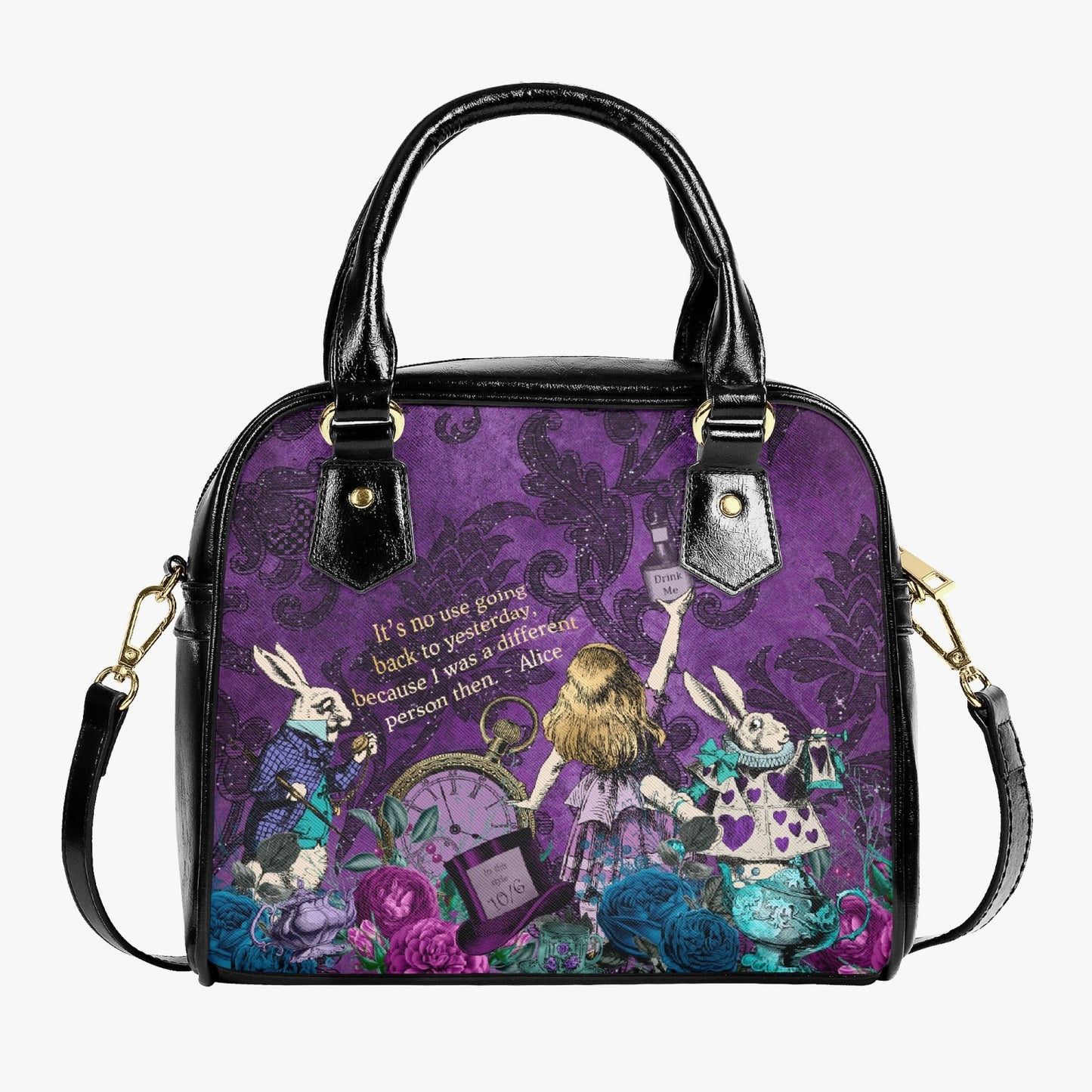 Alice in Wonderland Gothic Purple Handbag - Alice in Wonderland Purse - Mad Hatter Tea Party Accessory (JPHB94RQ)