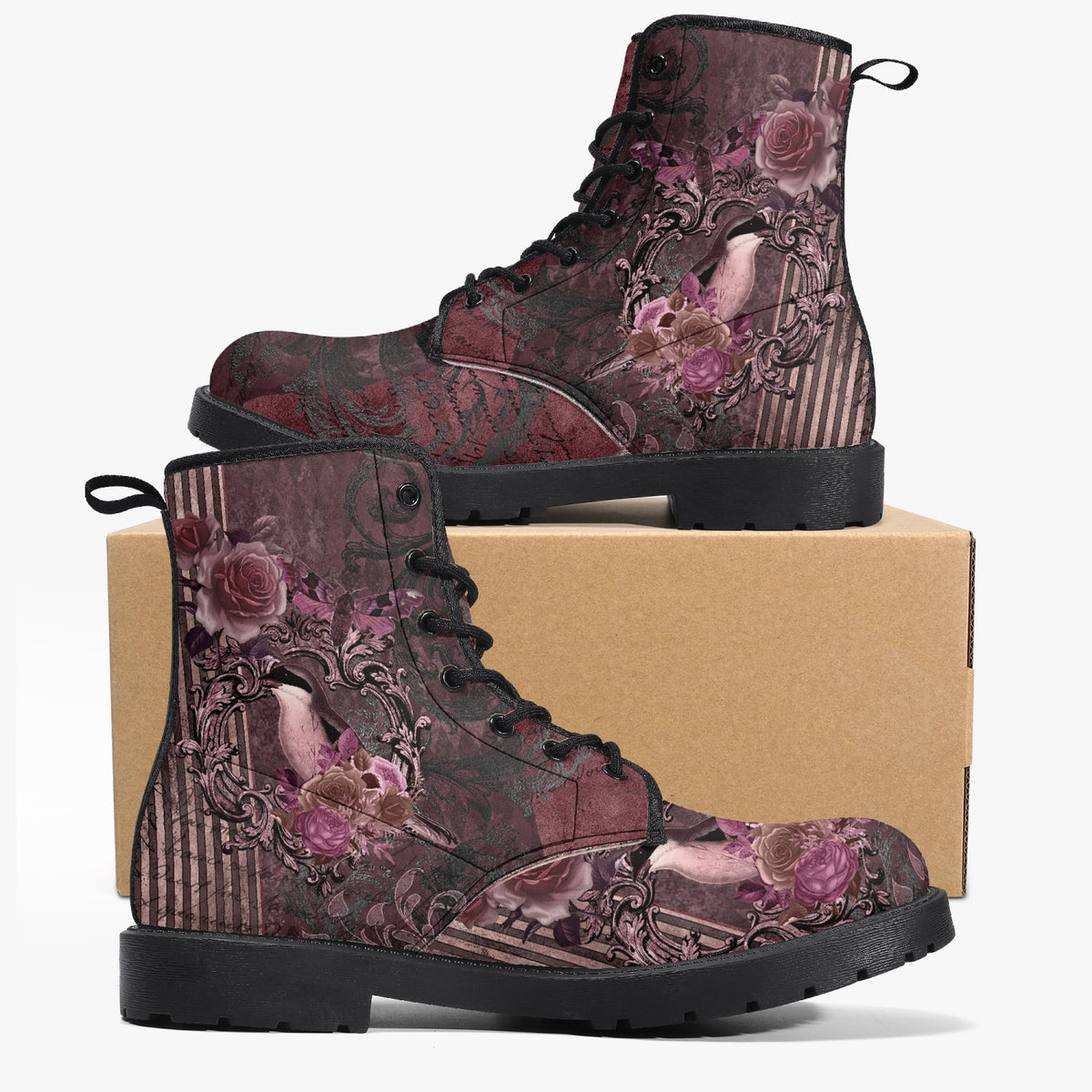 Gothic Memento Steampunk Lace Up Combat Boots  - (JPREG41)