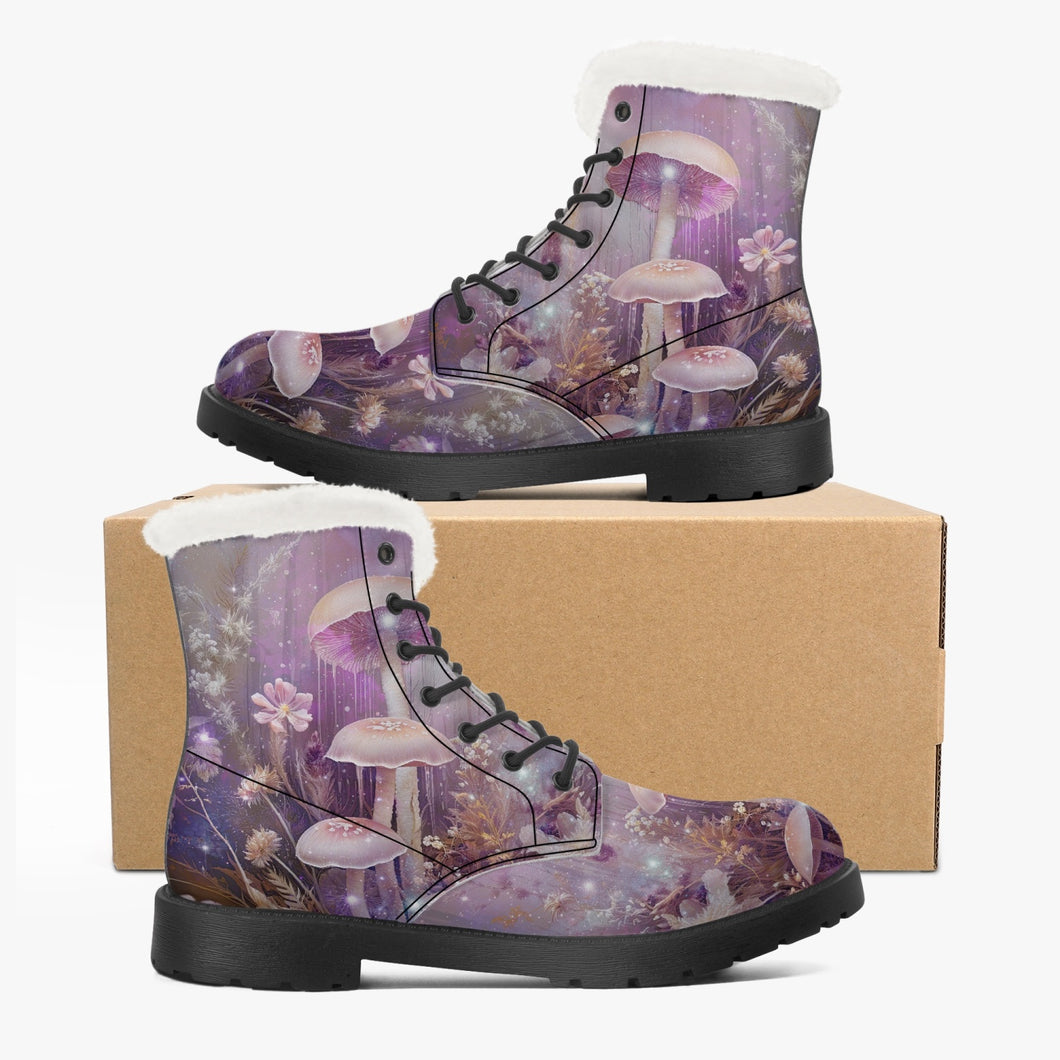 Dreamy Mushroomcore Combat Boots - Surreal Toadstool Forestcore Boots (JPFMUSH12)