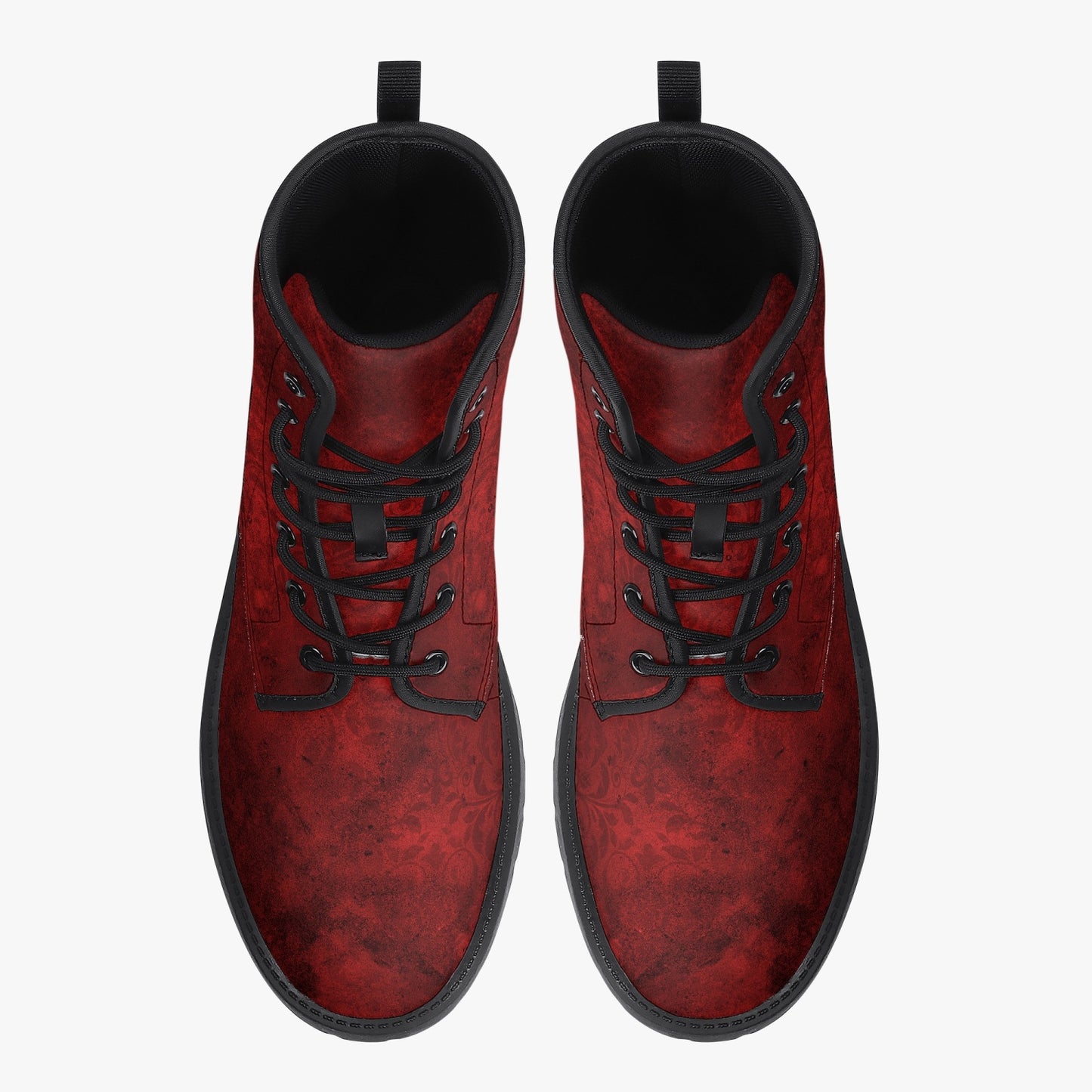 Red Gothic Grunge Vegan leather Combat Boots - Vegan Leather Red Goth Boots (JPREG95)