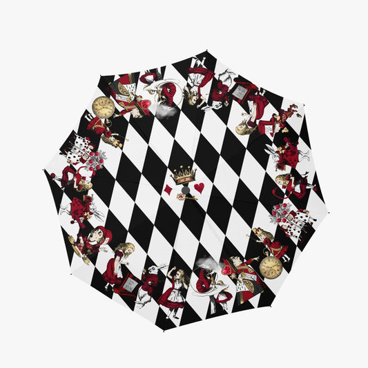 Alice In Wonderland - Queen Of Hearts Automatic Umbrella - Mad Hatter Tea Party Parasol (UMQOH)