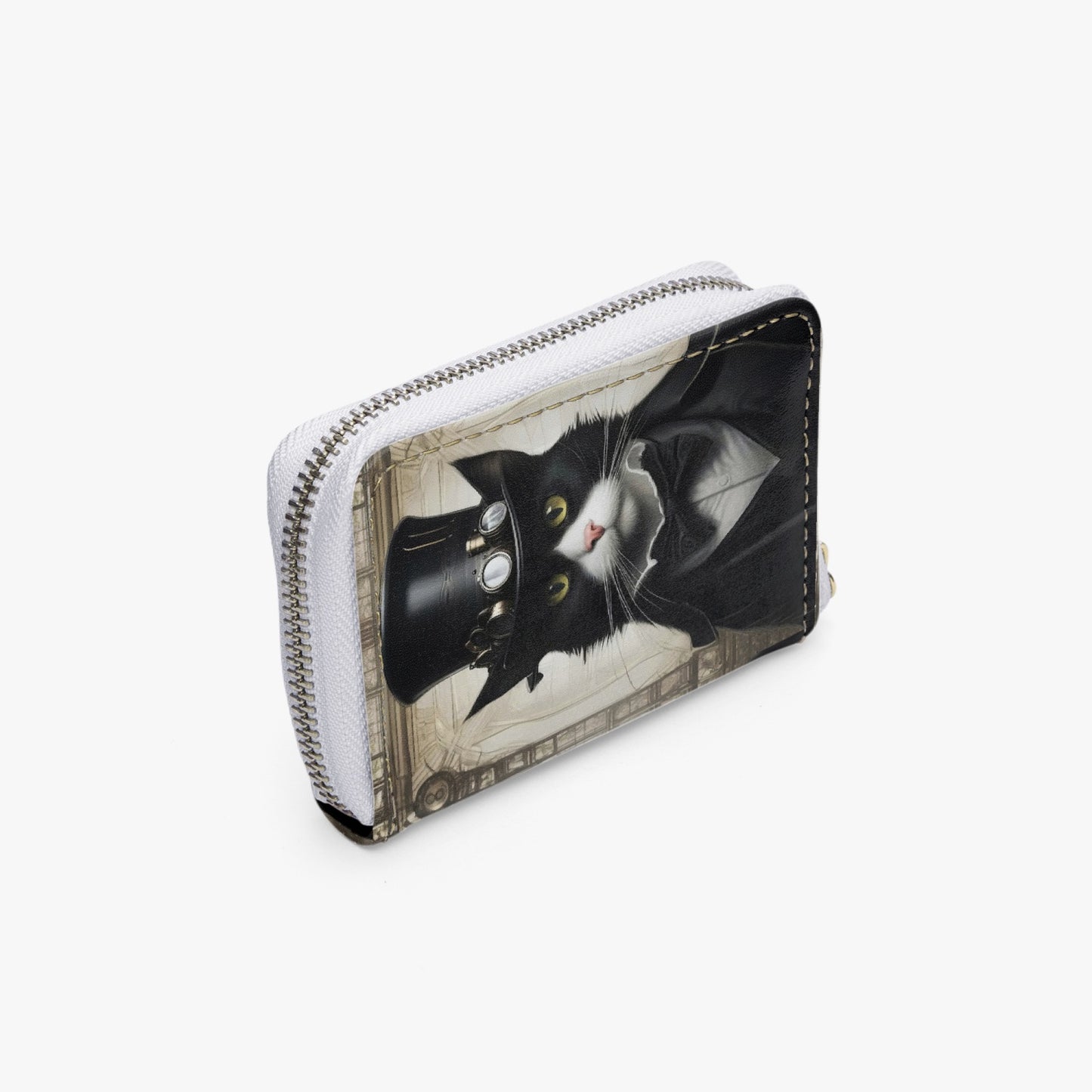 Steampunk Cat Zipper Wallet - Steamcat Cute Card Holder