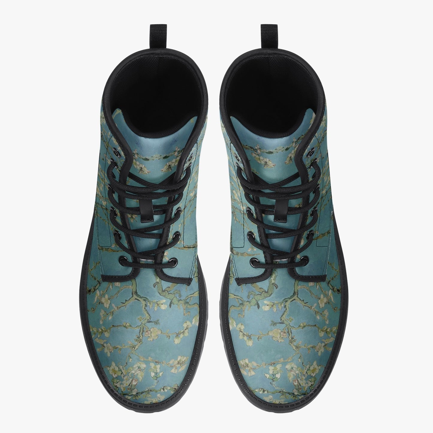 Van Gogh Almond Blossom Vegan Leather Combat Boots (JPREG33)