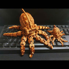 Steampunk Octopus - Fun Desk Ornament - Interactive Fidget Gadget - Steampunk Articulated Octopus