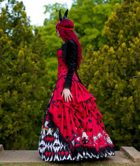Alice in Wonderland Queen Of Hearts Skirt Victorian Corset Gown - Alice Cosplay