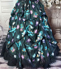 Mad Hatter Victorian Corset Ensemble - Green and Black Mad Hatter Costume