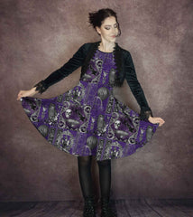 Steampunk Dress - Purple and Silver Gothic Style Dress - Plus Size Friendly