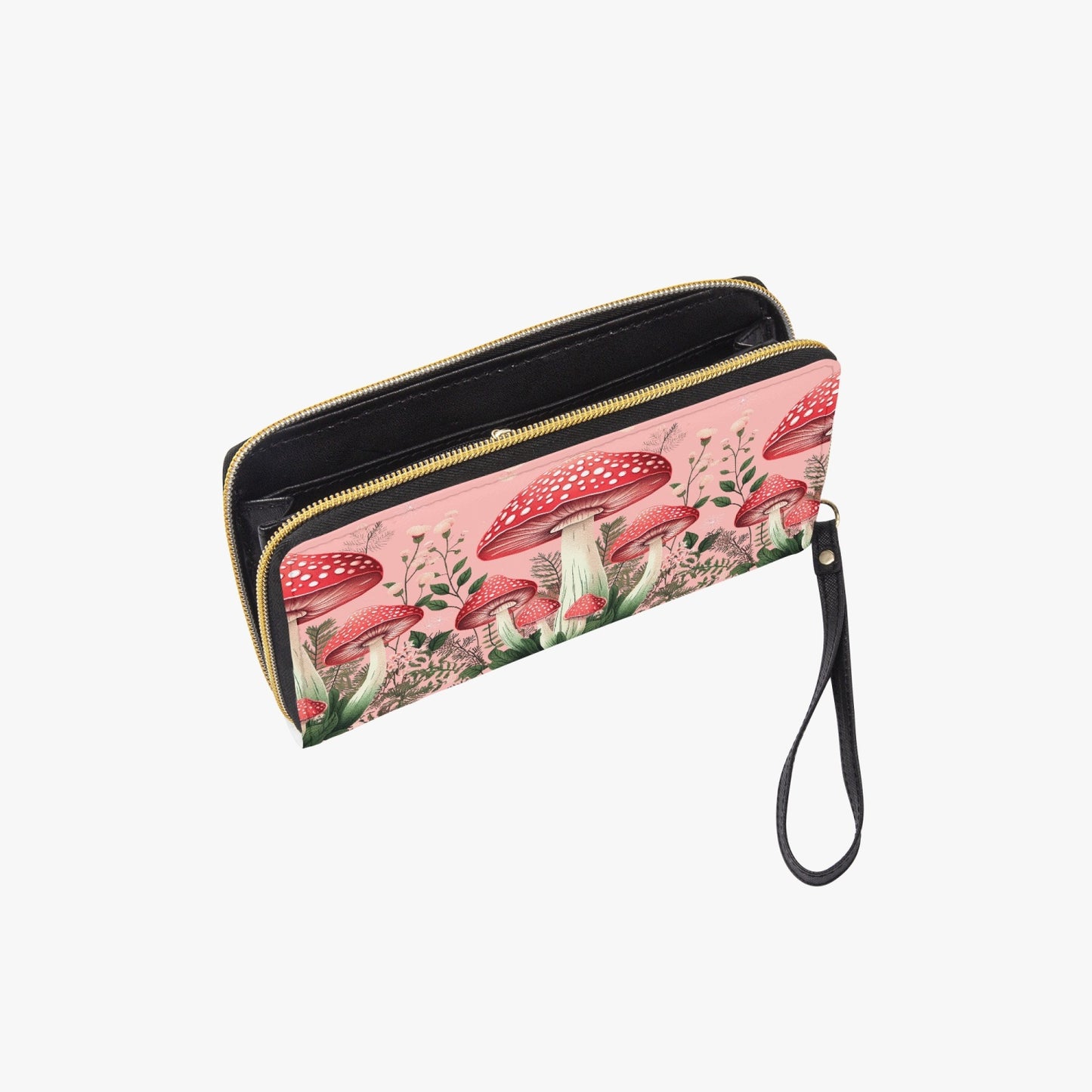 Mushroom Toadstool Zippered Wallet - Mushroom Core - Cottage Core Purse (JPCZWMUSH2)