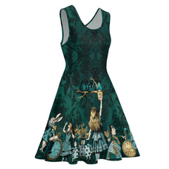 Green Alice in Wonderland Fun Party Dress TFABGA  - Plus size friendly