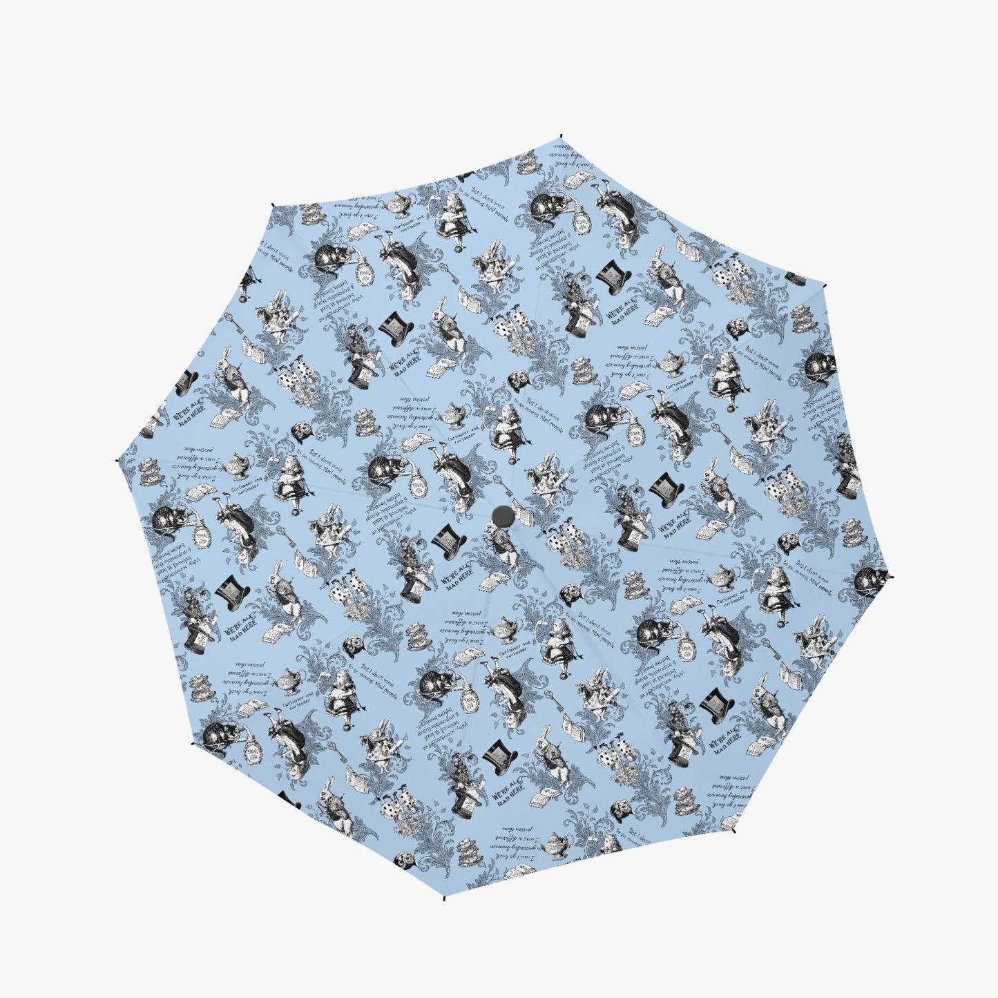 Alice in Wonderland Umbrella - Blue Teacups and Quotes (JPUMTQ)