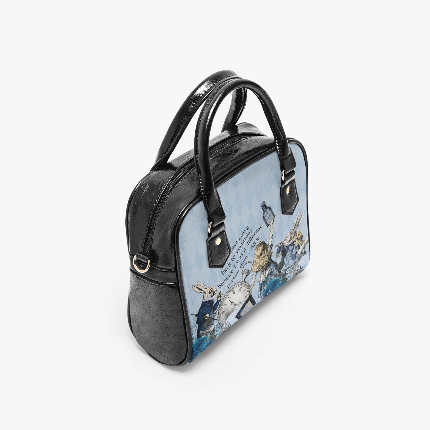 Alice in Wonderland Pastel Blue Handbag - Vegan Leather Alice in Wonderland Bag - Through the Looking Glass Gift (JPHBBQ)