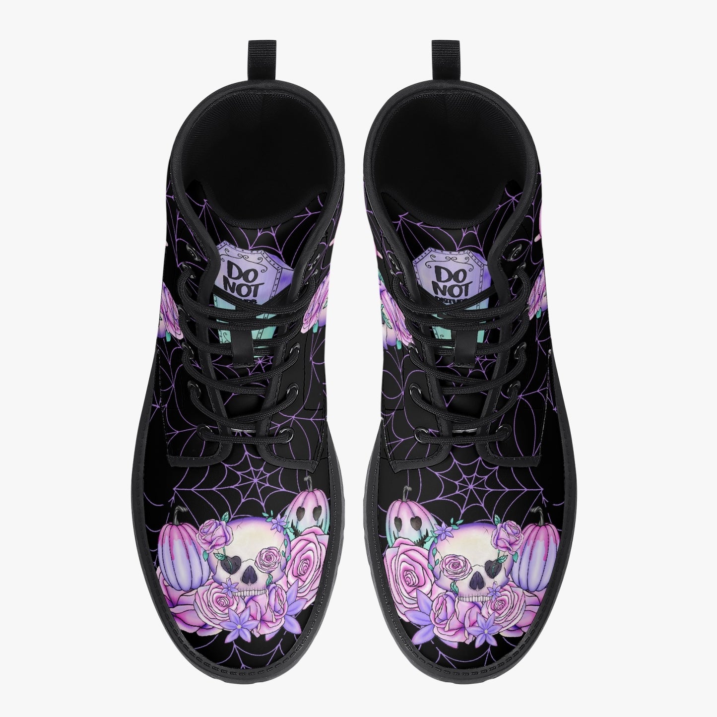 Pastel Goth kawaii Spiderweb Skull Boots (JPPASGOT4)