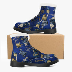 Alice in Wonderland Blue Faux Fur Winter Boots - Mad Hatter Tea Party Fun Boots (JPFBG)