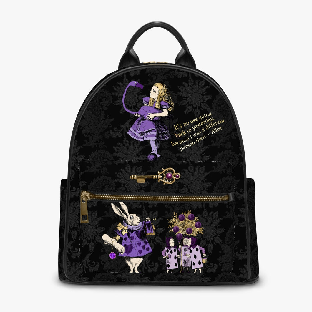 Alice in Wonderland Purple Small Backpack - Cute Alice Purple and Black Bag (JPBACKA)