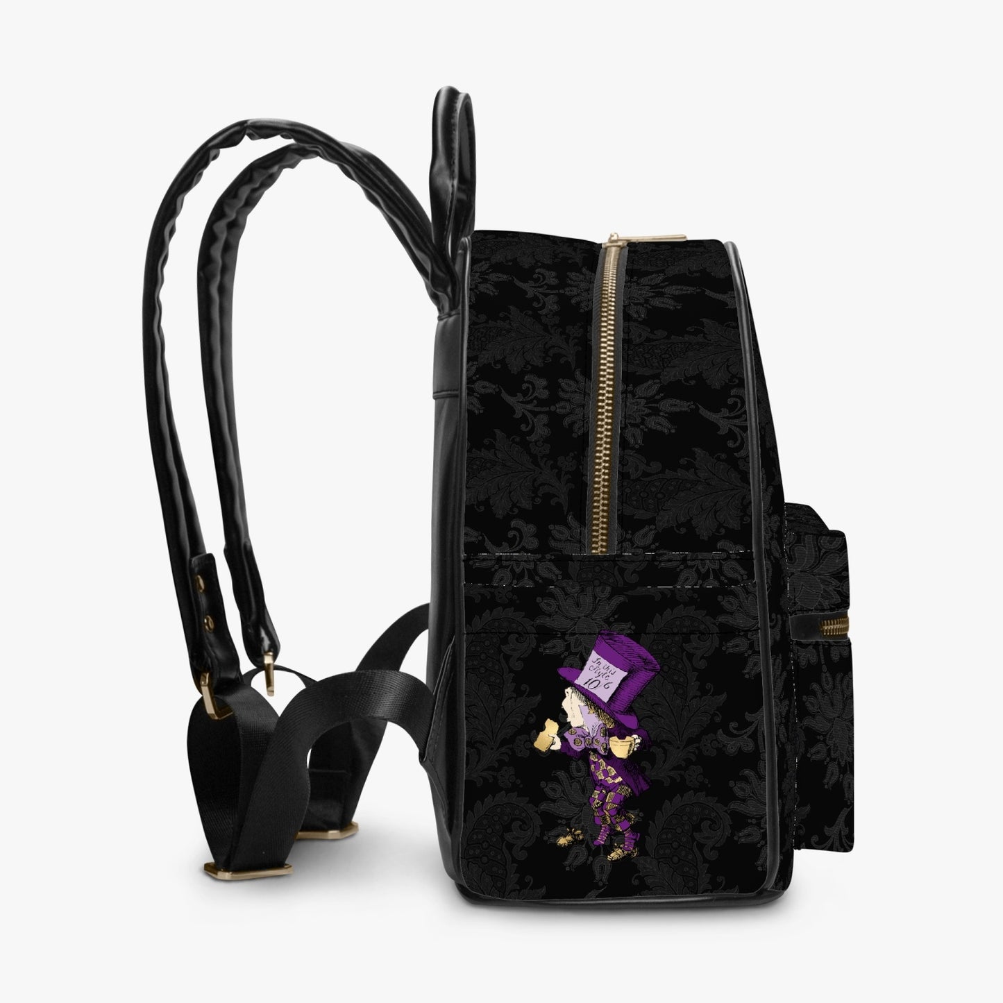 Alice in Wonderland Purple Small Backpack - Cute Alice Purple and Black Bag (JPBACKA)