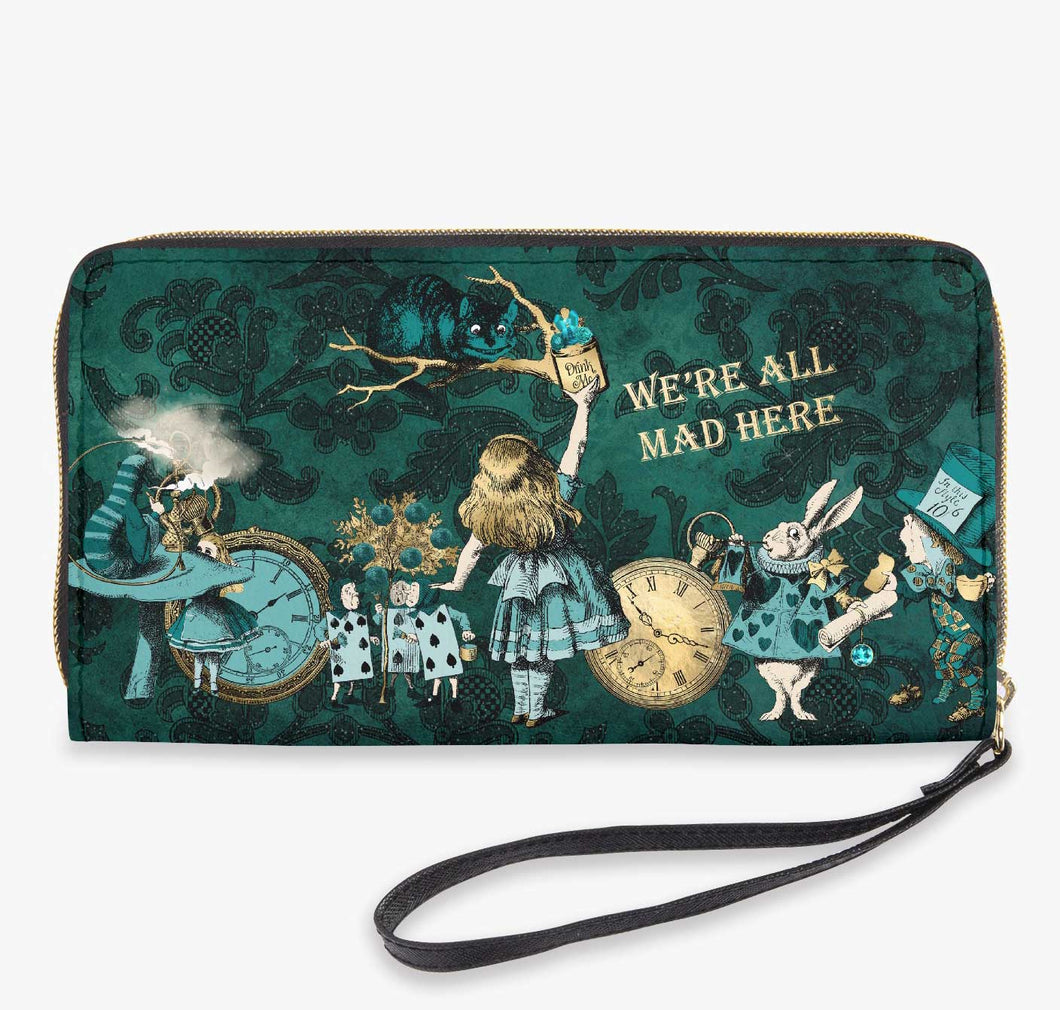 Alice in Wonderland Green Zipper Wallet - Alice Quote Purse (JPZCWG)