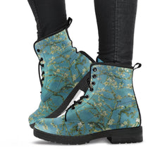 Load image into Gallery viewer, Van Gogh Almond Blossom Vegan Leather Combat Boots (JPREG33)
