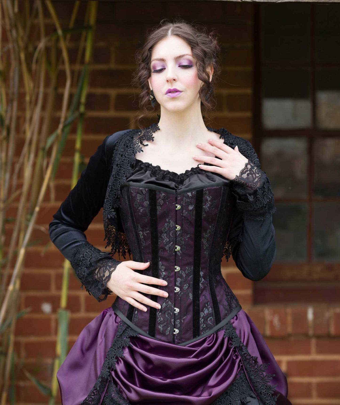 Amethyst Satin and Lace Pandora Corset - Steel Boned Victorian Corset