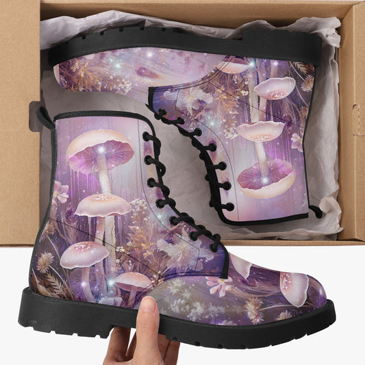 Dreamy Mushroomcore Combat Boots - Surreal Toadstool Forestcore Boots (JPMUSH12)