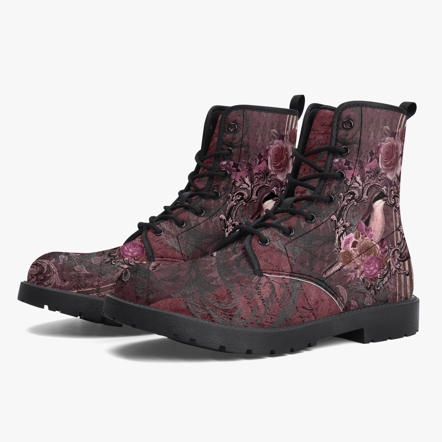 Gothic Memento Steampunk Vegan Leather Combat Boots  - (JPREG41)