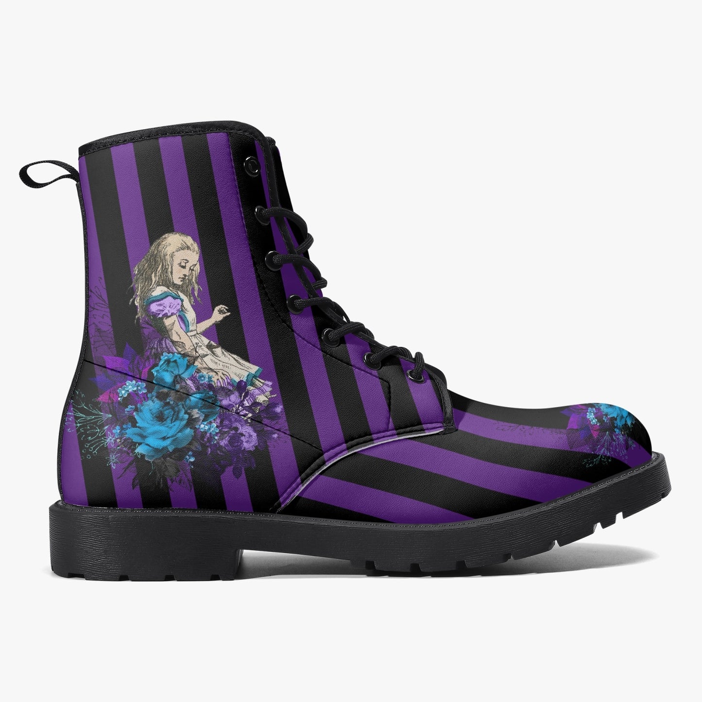 Alice in Wonderland Fun Purple Striped Combat Boots (JPREG14)