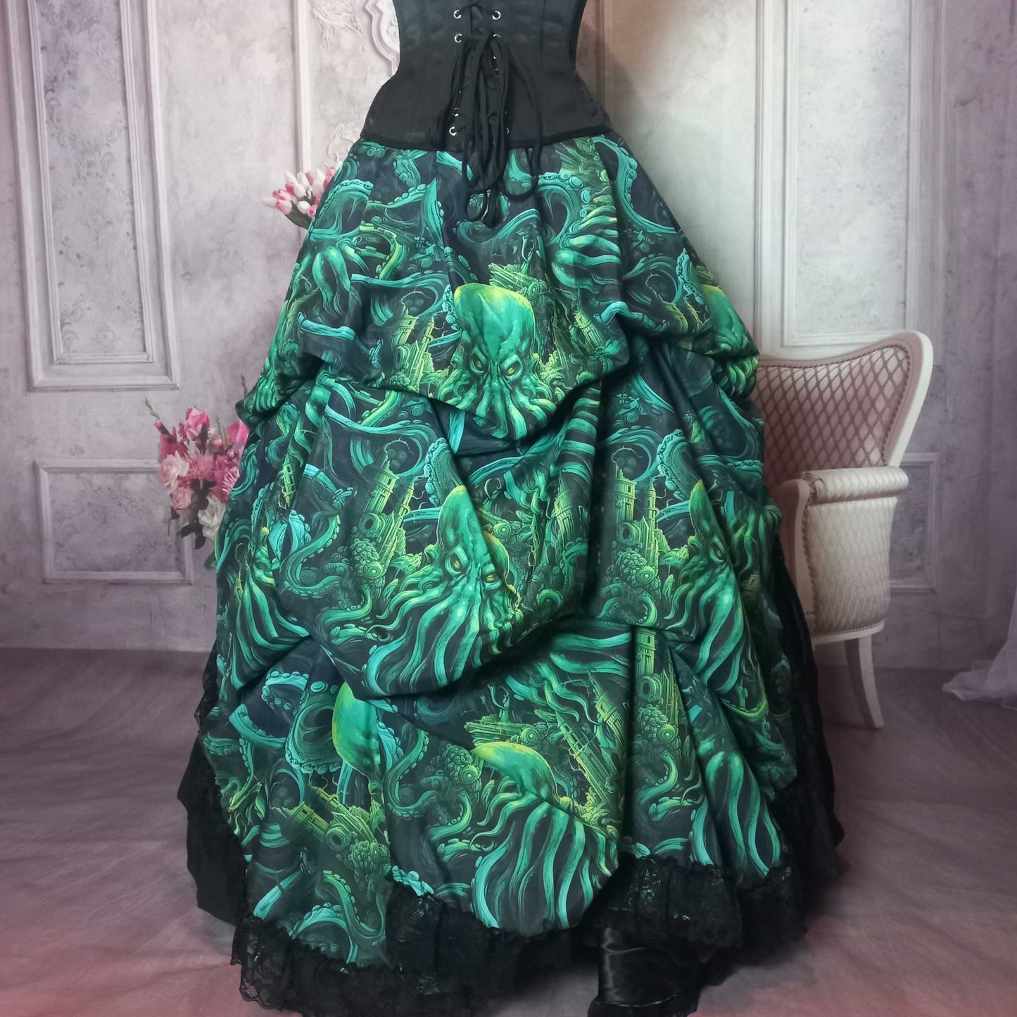 Cthulhu Lord of the Deep Corset Ensemble - Green Gothic Victorian Costume