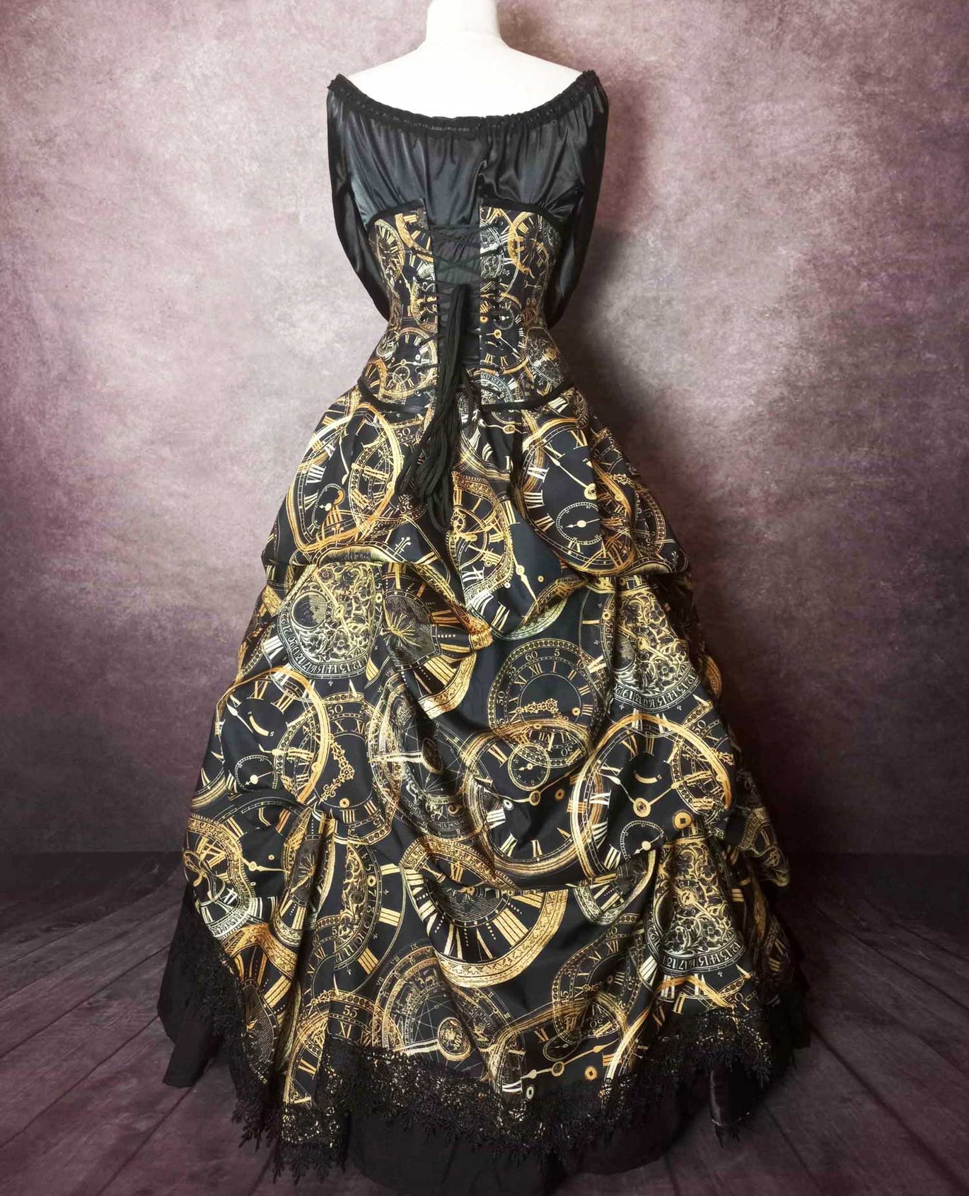 black and gold steampunk dress Women's Steampunk Long Dress – Steampunk Outfit main image 1
