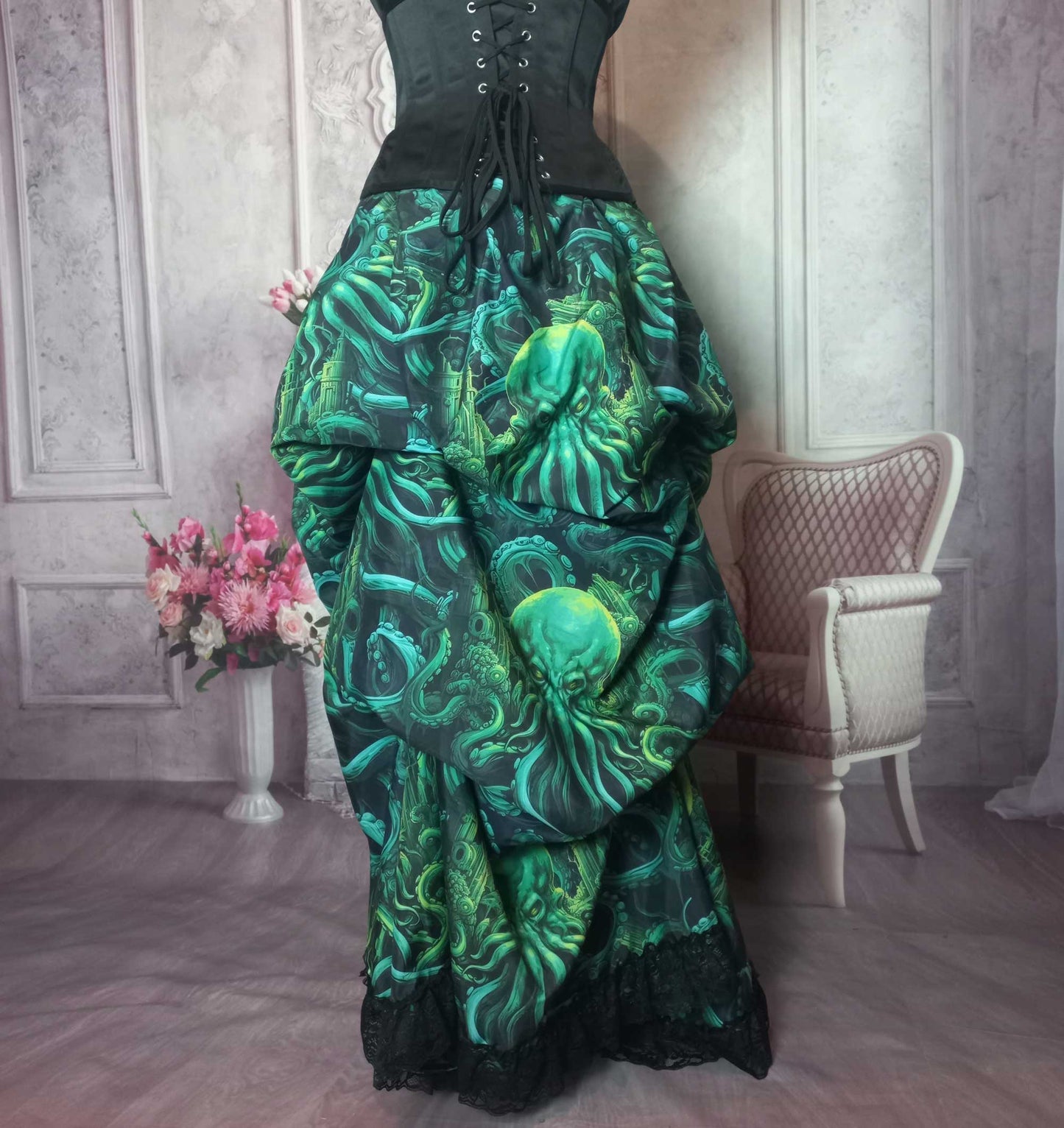 Cthulhu Lord of the Deep Corset Ensemble - Green Gothic Victorian Costume