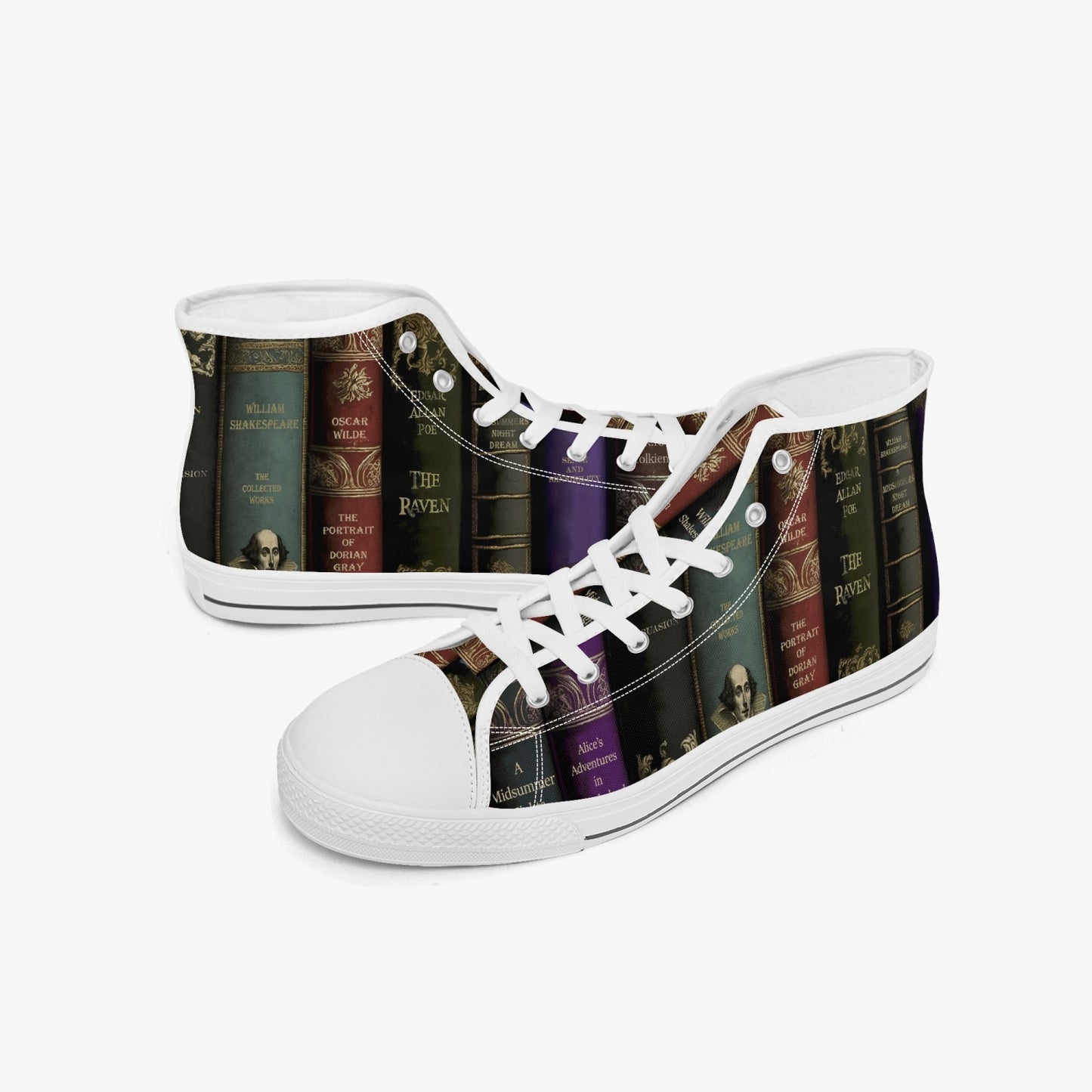 Vintage Library Books Hi Top Sneakers - Librarian Shoes - Dark Academia High Tops (JP4002)