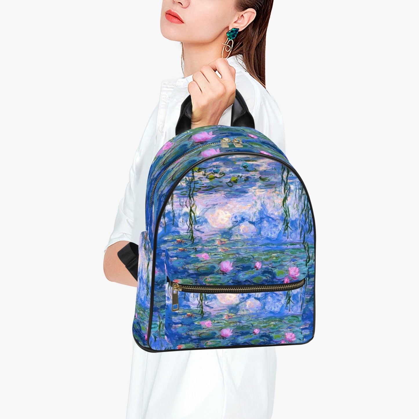 Monet Lilies - Small Backpack - Gift for Art Student (JPBACKMON)