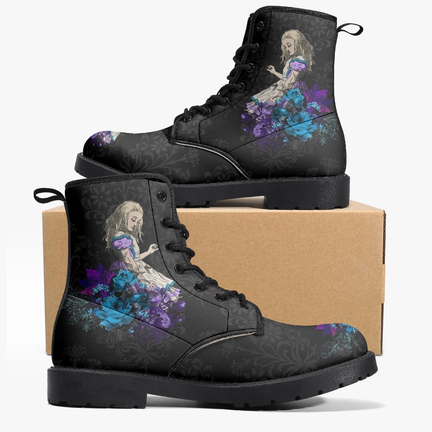 Alice in Wonderland Boots - Alice Tumbling Down the Rabbithole Gothic Boots (JPREG15)