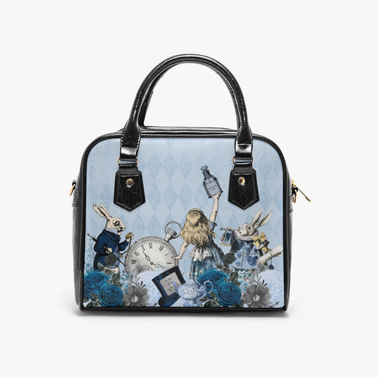 Alice in Wonderland Pastel Blue Handbag - Vegan Leather Alice in Wonderland Bag - Through the Looking Glass Gift (JPHBB)
