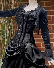 Gothic Black Satin Overbust Corset - Made to Measure - Steel Boned Victorian Corset