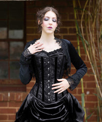 Gothic Black Satin Overbust Corset - Made to Measure - Steel Boned Victorian Corset