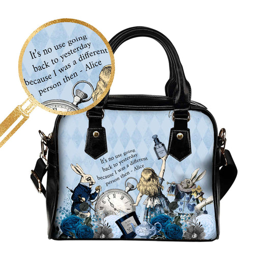 Alice in Wonderland Pastel Blue Handbag - Vegan Leather Alice in Wonderland Bag - Through the Looking Glass Gift (JPHBBQ)