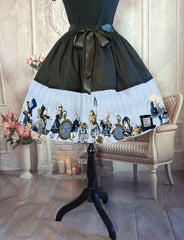 Blue Alice in Wonderland Full Skirt - Mad Hatter Tea Party Skirt