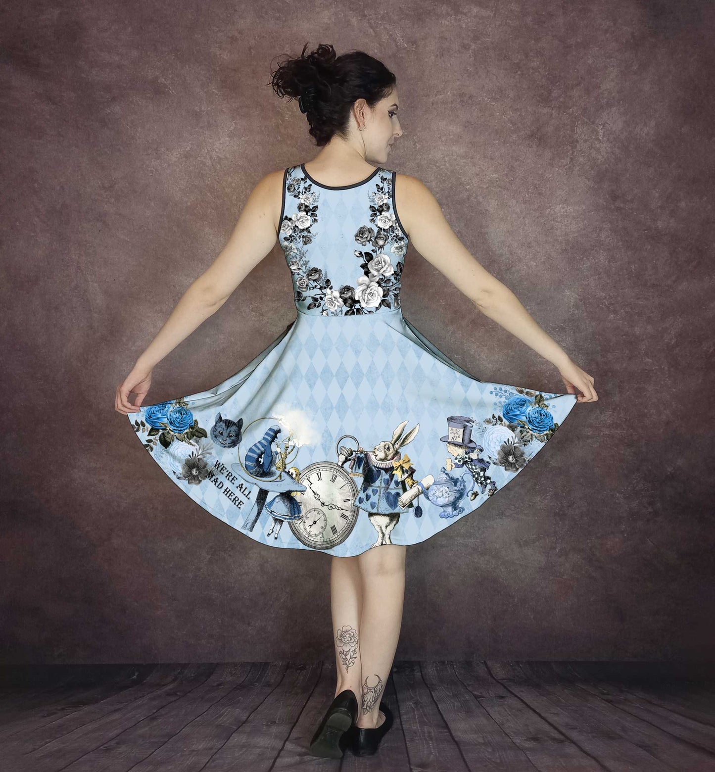 Blue Alice in Wonderland Dress - Plus Size Friendly (AABLUEA)