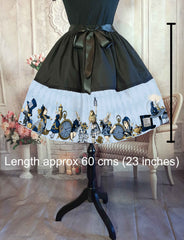 Blue Alice in Wonderland Full Skirt - Mad Hatter Tea Party Skirt