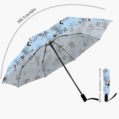 Alice in Wonderland Umbrella - Blue Teacups and Quotes (JPUMTQ)