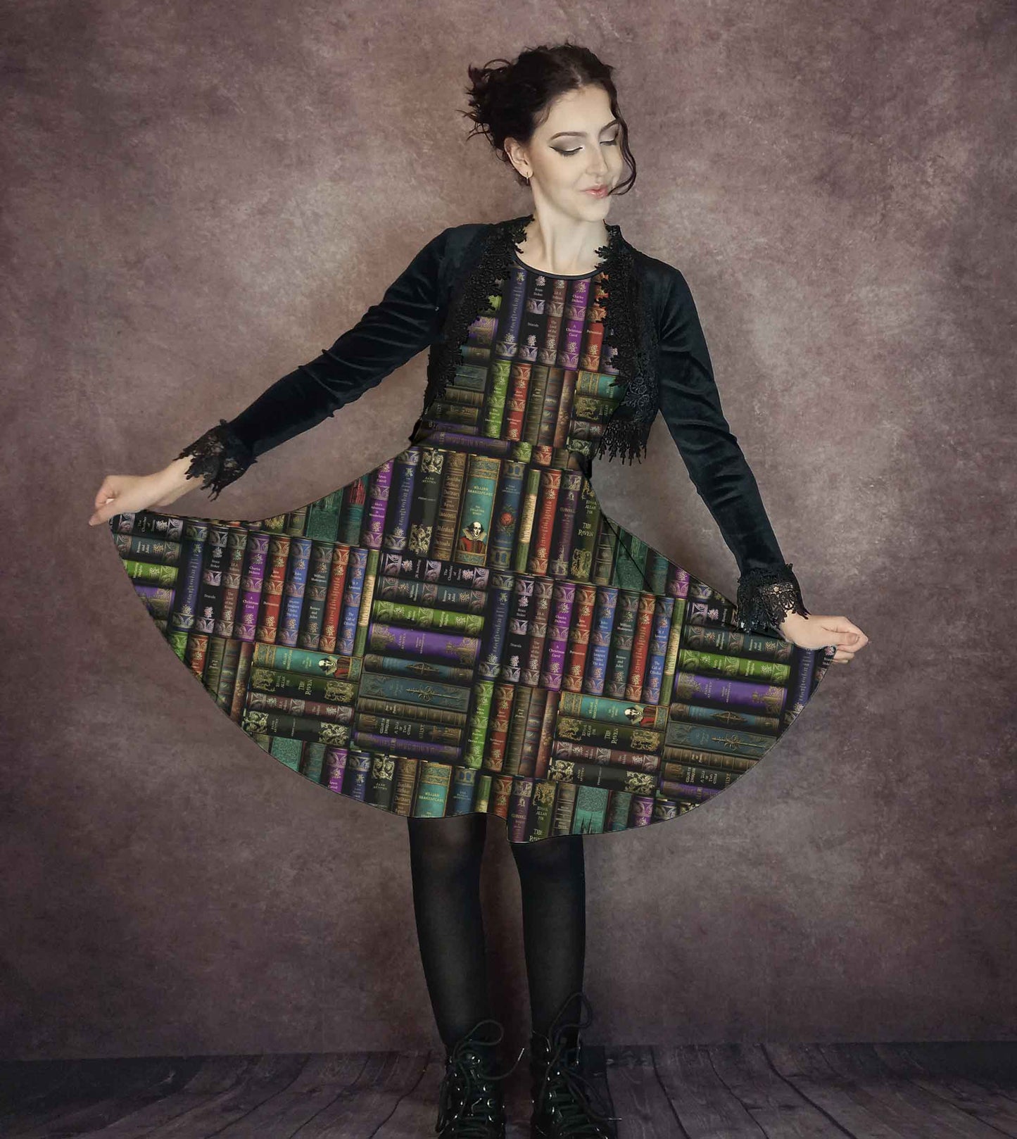 Vintage Books Dress - Dark Academia Literary Dress - Librarian Costume
