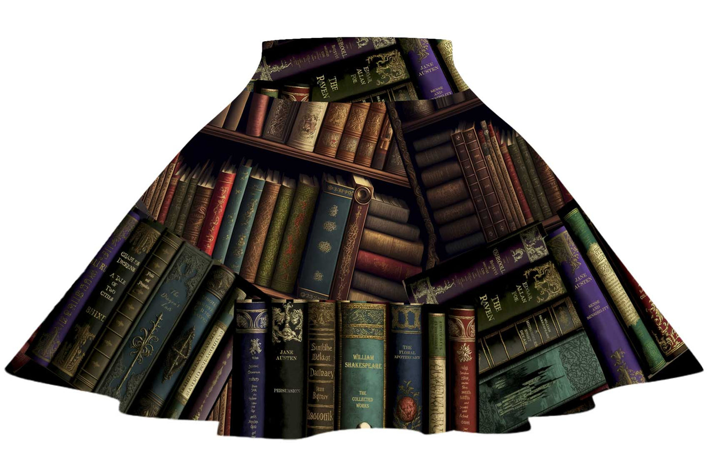 Dark Academia Library Books Skirt - Literary Classics Skirt - Librarian Skirt