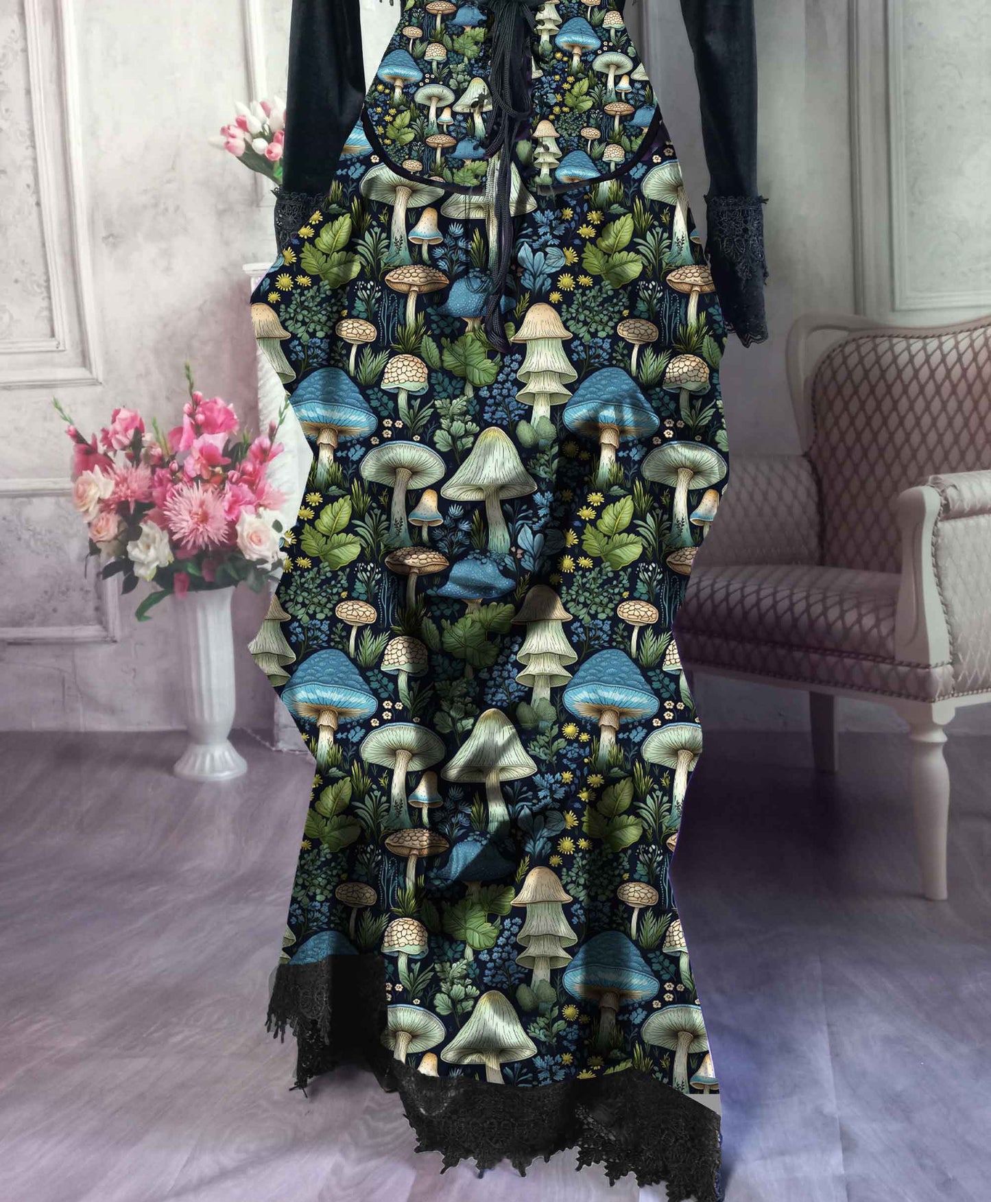 Blue and Green Vibrant MushroomCore Corset Gown - Made to Measure - Plus Size Friendly (Copy)