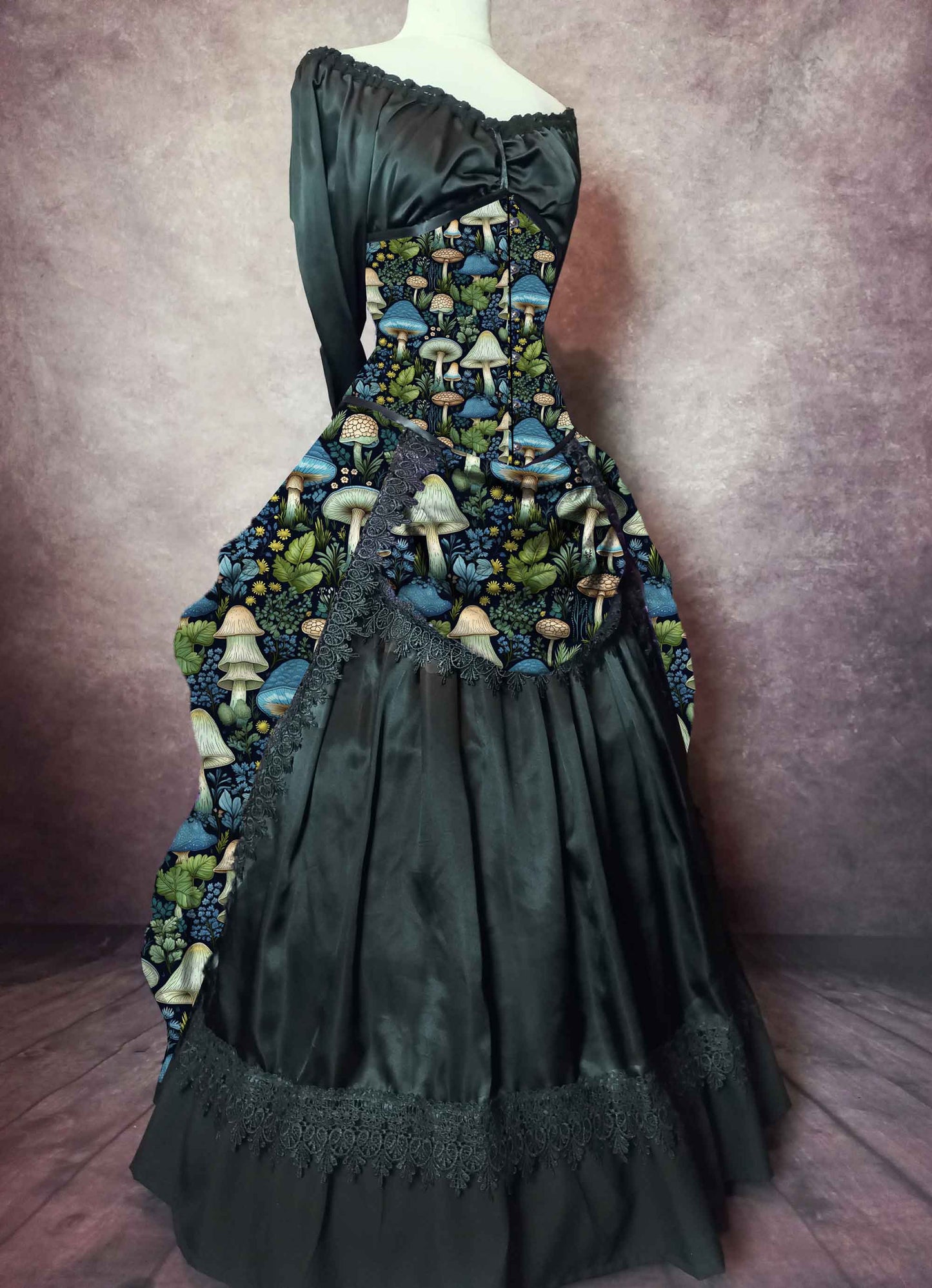 Blue and Green Vibrant MushroomCore Corset Gown - Made to Measure - Plus Size Friendly (Copy)