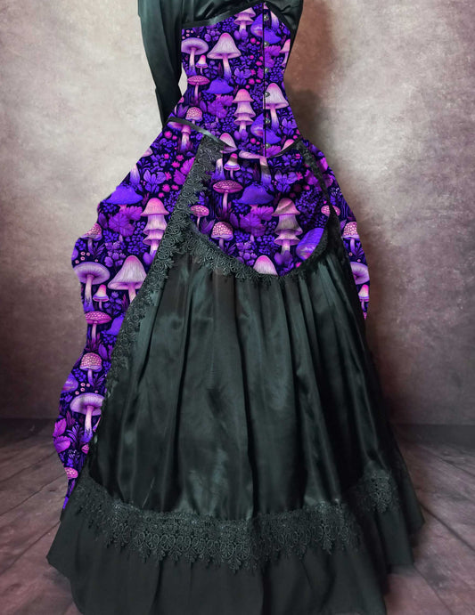 Pink and Purple Vibrant MushroomCore Corset Gown - Made to Measure - Plus Size Friendly